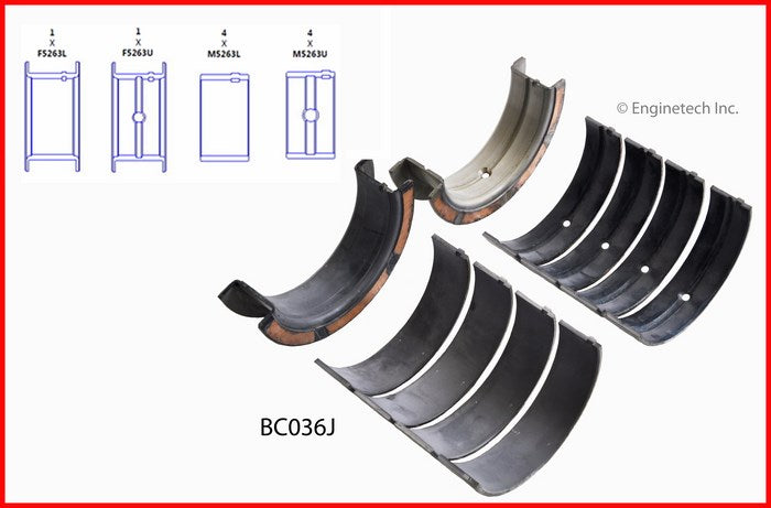 Enginetech BC036J020 Engine Full Crankshaft Main Bearing Set for Reliable Performance