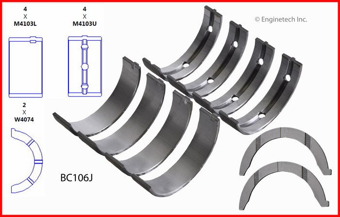 Enginetech BC106JSTD Engine Full Crankshaft Main Bearing Set for Chrysler 300M & Concorde