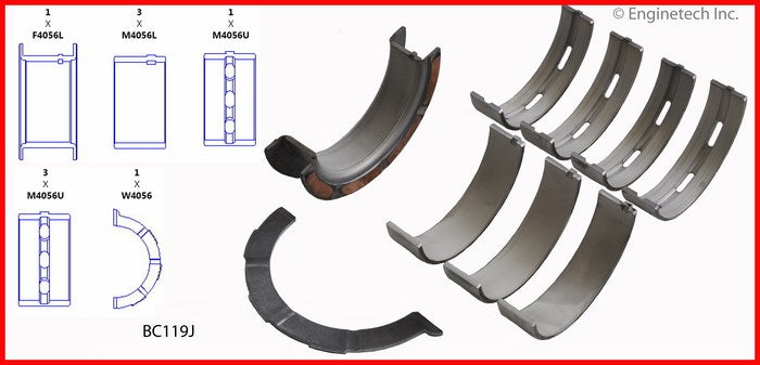 Enginetech BC119JSTD Engine Full Crankshaft Main Bearing Set for Multiple Models