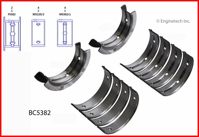Enginetech BC5382.25 Engine Full Crankshaft Main Bearing Set for Subaru Models
