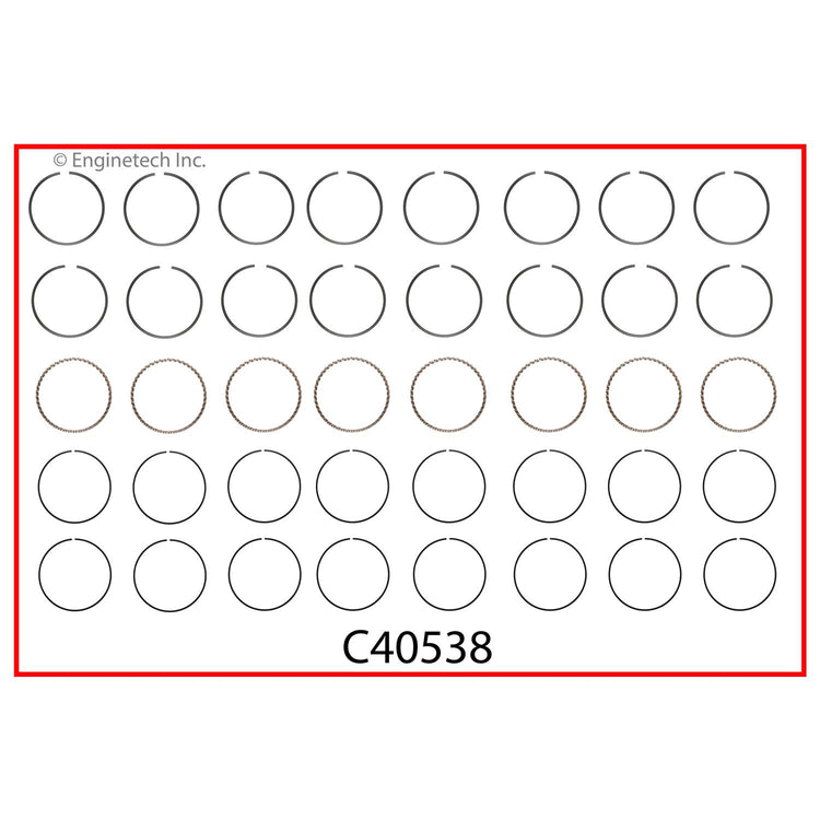 Enginetech C40538-040 Engine Premium Piston Ring Complete Set for Ford F-100 and M-400