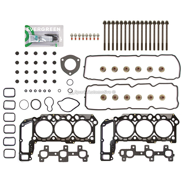 MLS Head Gasket Set Intake Exhaust Valves Fit 05-10 Dodge Chrysler Jeep 3.7 SOHC