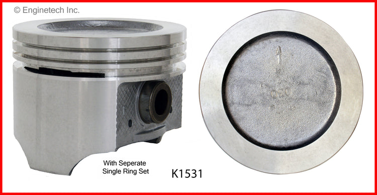 Enginetech K1531(8)030 Engine Piston Kit with Full Ring Stack for Oldsmobile Cutlass (1968-1974)