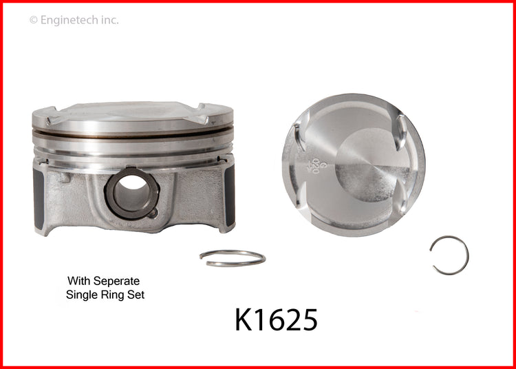Enginetech K1625(4)P.50 Engine Piston Kit with Full Ring Stack for Hyundai and Kia Models