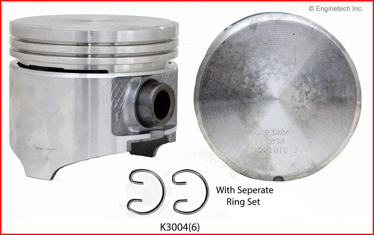 Enginetech K3004(6)STD Engine Piston Kit with Separate Full Ring Stack for Dodge B150 (1988-1997)