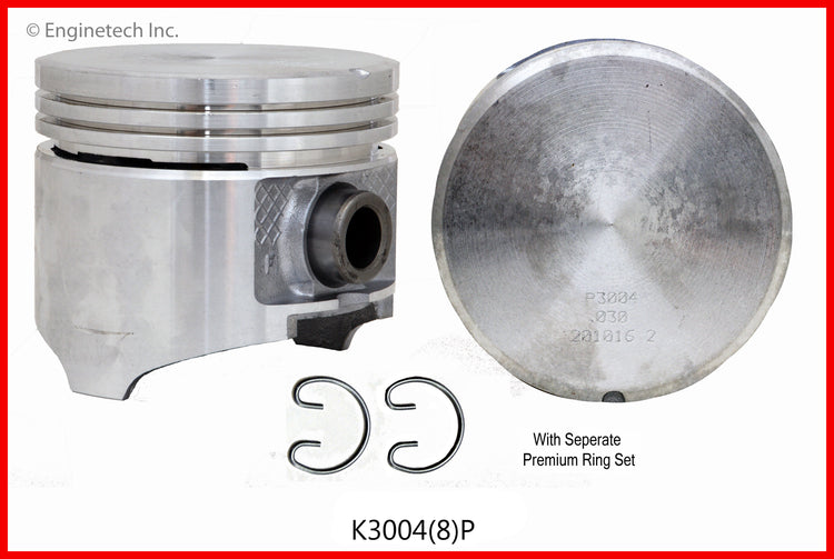 Enginetech K3004(8)P020 Engine Piston Kit with Separate Full Ring Stack for Dodge and Chrysler Models
