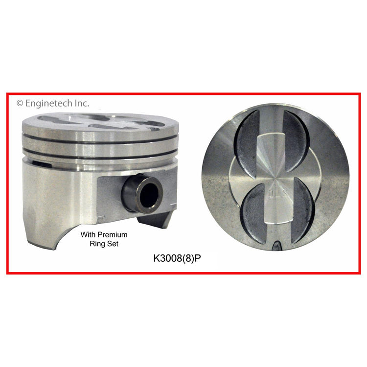 Enginetech K3008(8)PSTD Engine Piston Kit with Separate Full Ring Stack for Ford Vehicles