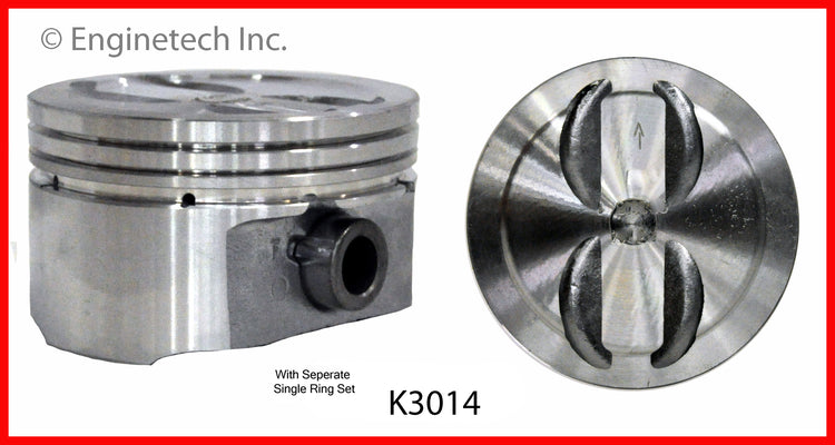 Enginetech K3014(1)STD Engine Single Piston Kit with Separate Ring Stack for Chevy, GMC, and Isuzu Models