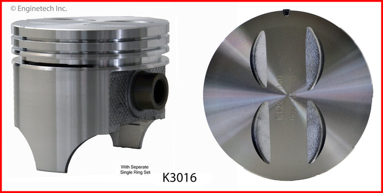 Enginetech K3016(8)040 Engine Piston Kit with Full Ring Stack for Classic Chevrolet Models