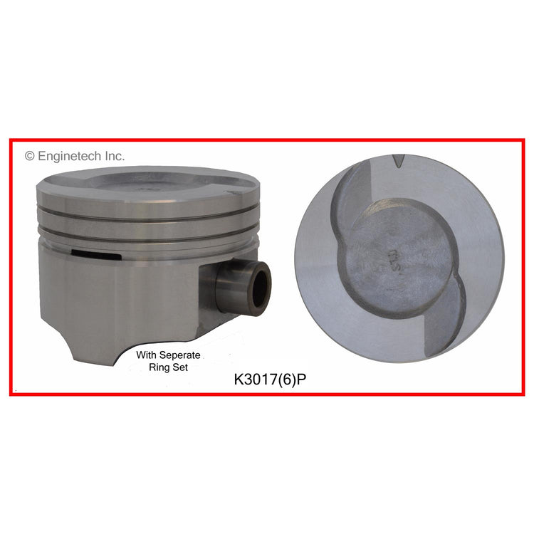 Enginetech K3017(6)PSTD Engine Piston Kit with Separate Full Ring Stack for Ford Mustangs and Taurus