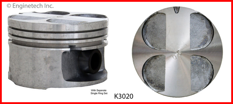 Enginetech K3020(6)PSTD Engine Piston Kit with Separate Full Ring Stack for Chevrolet Lumina and Monte Carlo