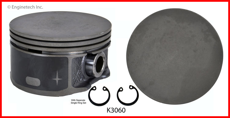 Enginetech K3060(1).50 Engine Single Piston Kit with Separate Ring Stack for Jeep and Dodge Models