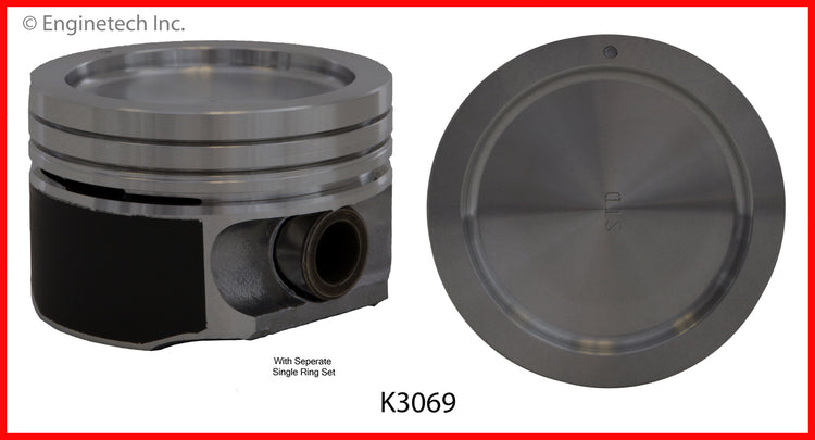 Enginetech K3069(6)P.75 Engine Piston Kit with Full Ring Stack for Buick and Chevrolet Models