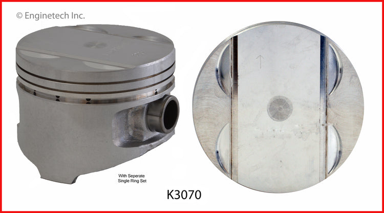 Enginetech K3070(4)P.50 Engine Piston Kit with Full Ring Stack for Chrysler Sebring and Dodge Avenger