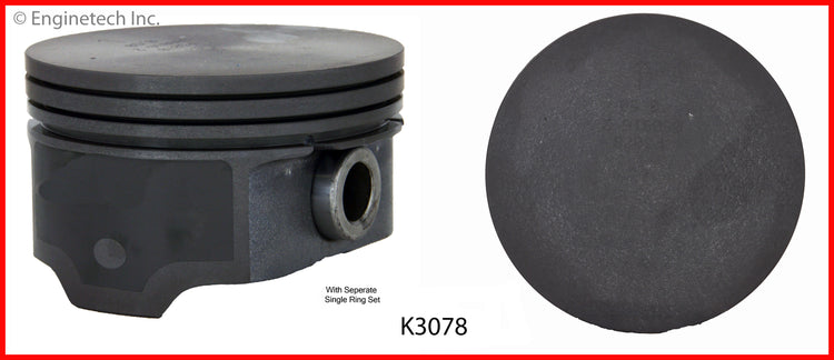 Enginetech K3078(8)P.50 Engine Piston Kit with Separate Full Ring Stack for 2000-2004 GM Vehicles