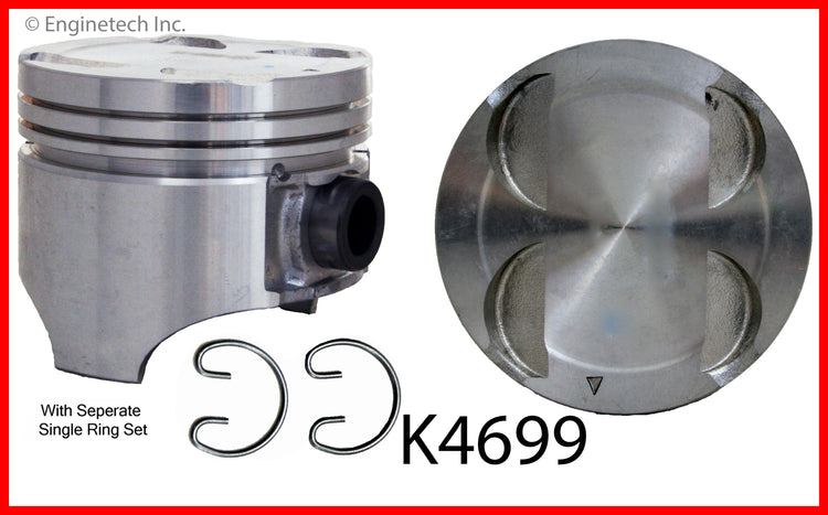 Enginetech K4699(4)P.50 Engine Piston Kit with Full Ring Stack for Kia Sportage (1995-2002)