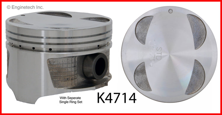 Enginetech K4714(4)P.50 Engine Piston Kit with Full Ring Stack for Toyota Corolla (1993-1997)