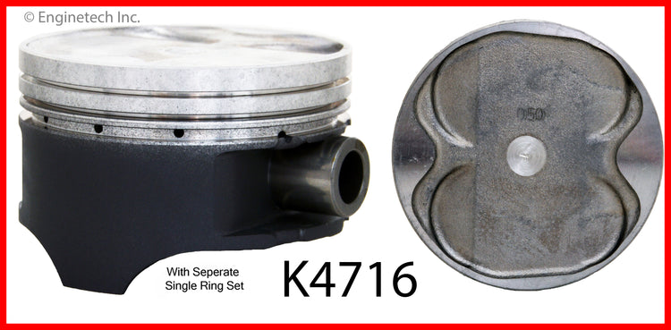 Enginetech K4716(6)P.50 Engine Piston Kit with Separate Full Ring Stack for Mazda 626 and Ford Probe