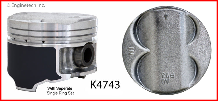 Enginetech K4743(4)P.50 Engine Piston Kit with Full Ring Stack for Acura Integra