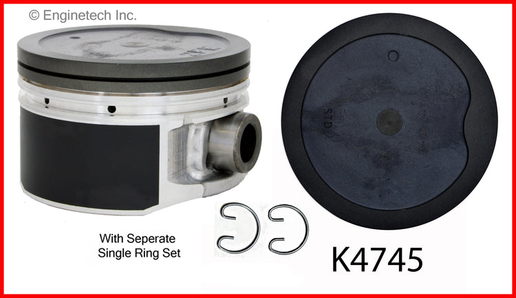 Enginetech K4745(4)P.50 Engine Piston Kit with Separate Full Ring Stack for Toyota Tacoma