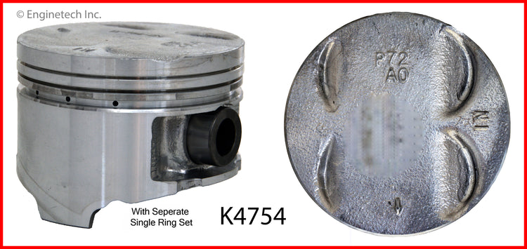 Enginetech K4754(4)P.50 Engine Piston Kit with Separate Full Ring Stack for Acura Integra
