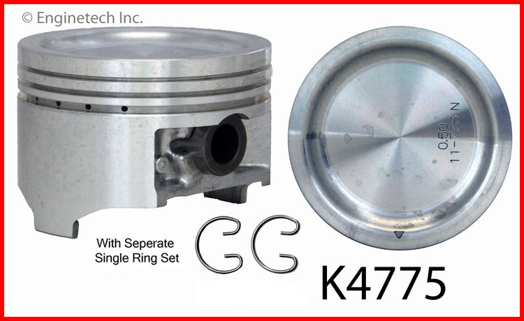 Enginetech K4775(4)PSTD Engine Piston Kit with Separate Full Ring Stack for Suzuki and Chevrolet Models