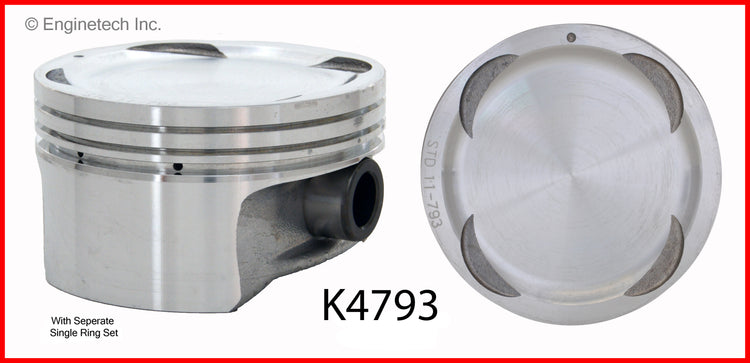 Enginetech K4793(6)PSTD Engine Piston Kit with Separate Full Ring Stack for Isuzu Vehicles