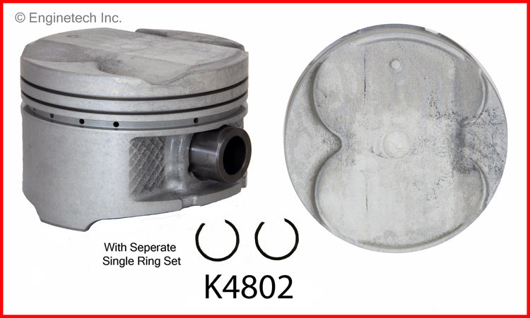 Enginetech K4802(4)P.50 Engine Piston Kit with Full Ring Stack for Toyota, Pontiac, and Lotus Models