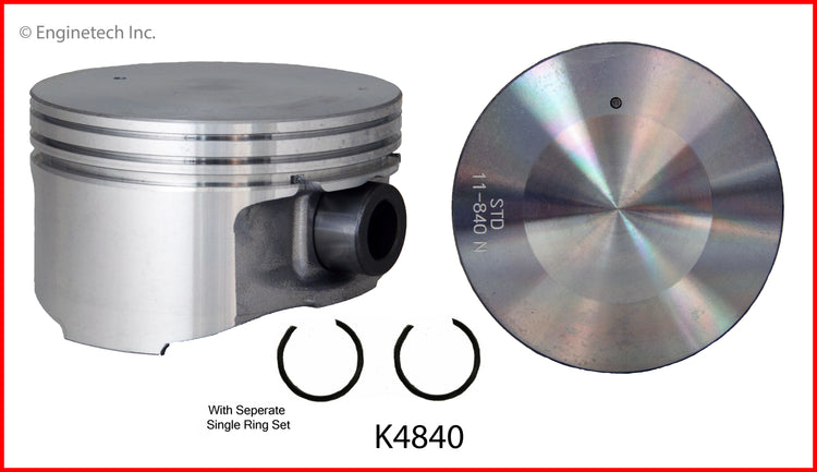Enginetech K4840(4)P.50 Engine Piston Kit with Separate Full Ring Stack for Isuzu Vehicles