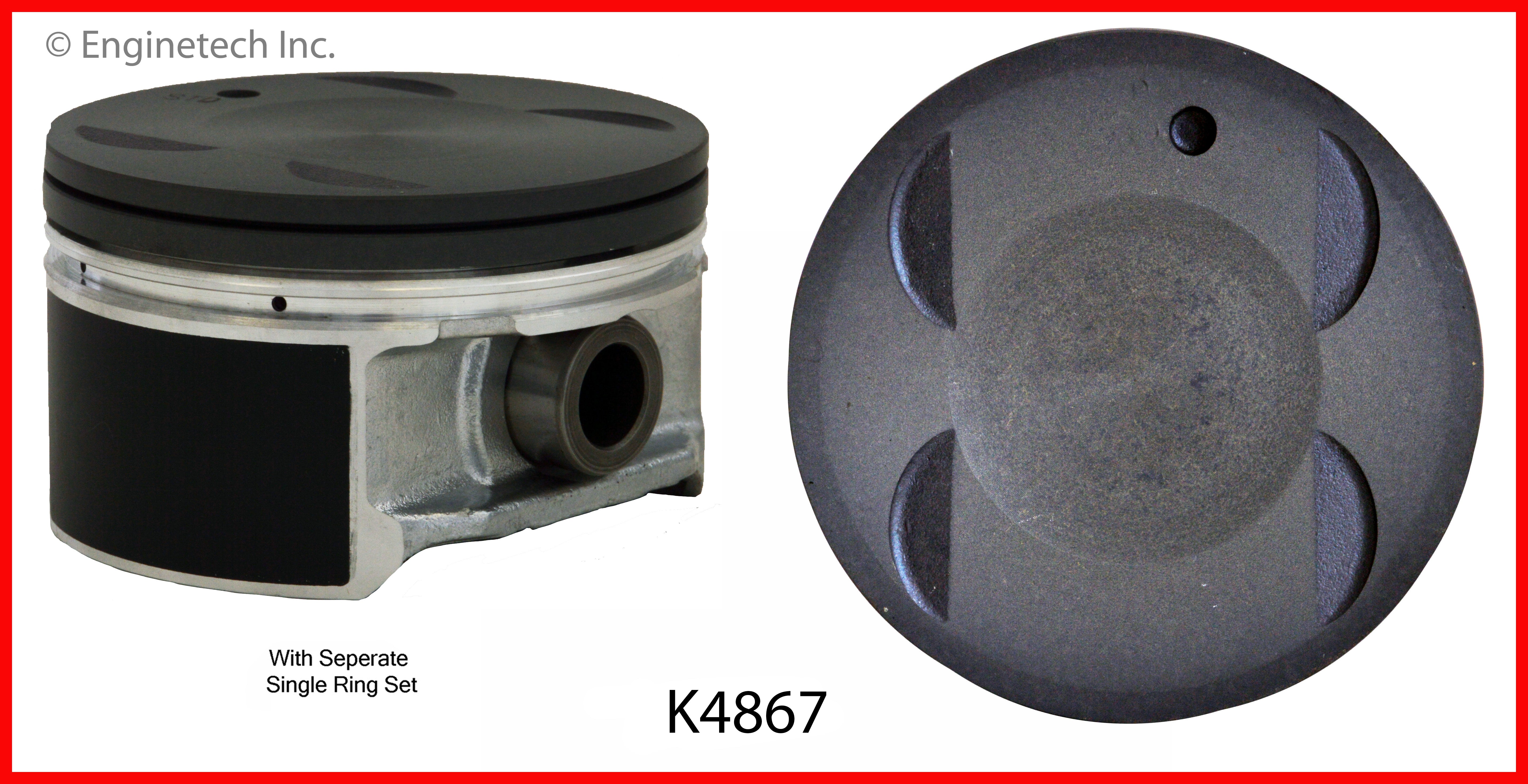 Enginetech K4867(6)P.50 Engine Piston Kit with Full Ring Stack for Lex ...