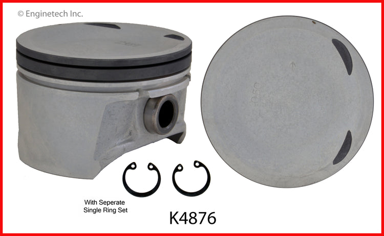 Enginetech K4876(4)PSTD Engine Piston Kit with Full Ring Stack for Nissan Sentra (2000-2006)