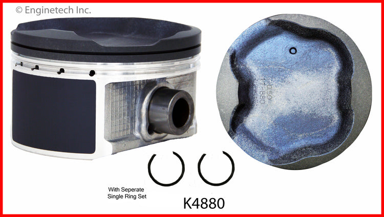 Enginetech K4880(4)P.50 Engine Piston Kit with Separate Full Ring Stack for Toyota Tacoma and 4Runner