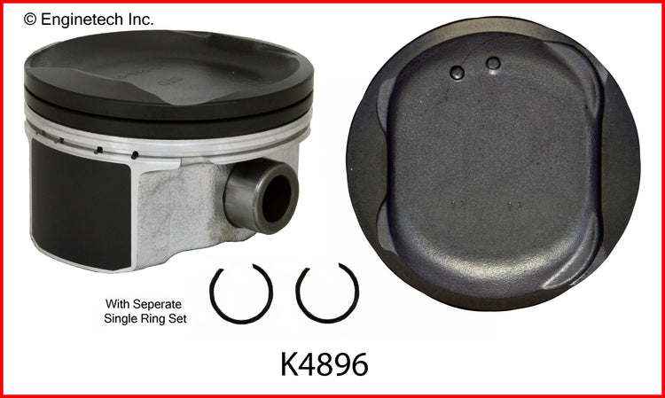 Enginetech K4896(4)PSTD Engine Piston Kit with Separate Full Ring Stack for Toyota and Scion Models