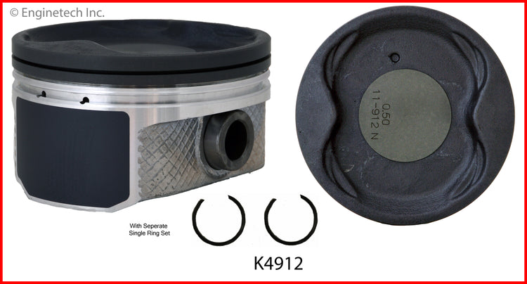 Enginetech K4912(8)PSTD Engine Piston Kit with Separate Full Ring Stack for Toyota and Lexus Models