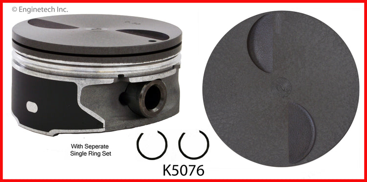 Enginetech K5076(8)PSTD Engine Piston Kit with Separate Full Ring Stack for Cadillac and GMC Models