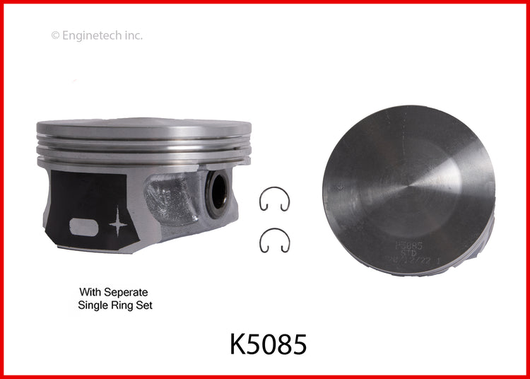 Enginetech K5085(8)PSTD Engine Piston Kit with Separate Full Ring Stack for Chrysler and Dodge Models