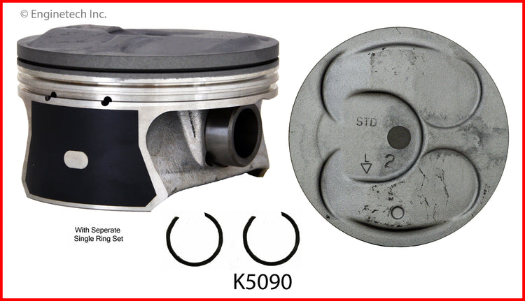 Enginetech K5090(6)P.50 Engine Piston Kit with Full Ring Stack for 2012-2015 Buick Enclave, Chevrolet Traverse & GMC Acadia