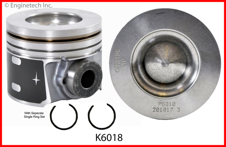 Enginetech K6018(8)PSTD Engine Piston Kit with Full Ring Stack for Ford F-250 and F-350 Super Duty (2008-2010)
