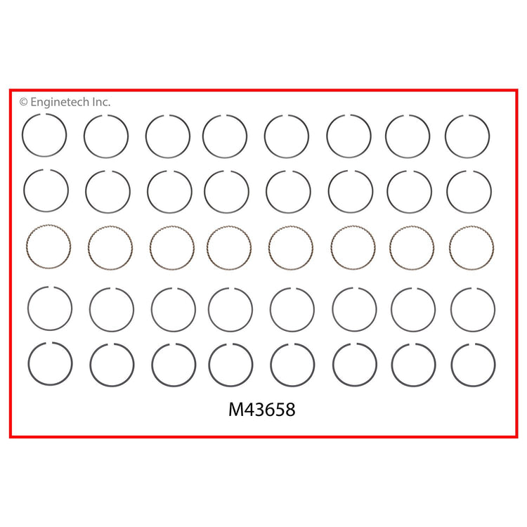 Enginetech M43658-040 Engine Premium Piston Ring Complete Set for Ford Models
