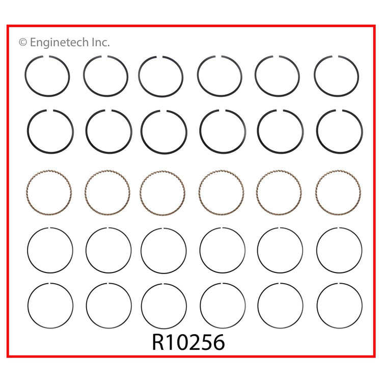 Enginetech R10256-STD Engine Cast Iron Piston Ring Complete Set for Domestic and Import Engines
