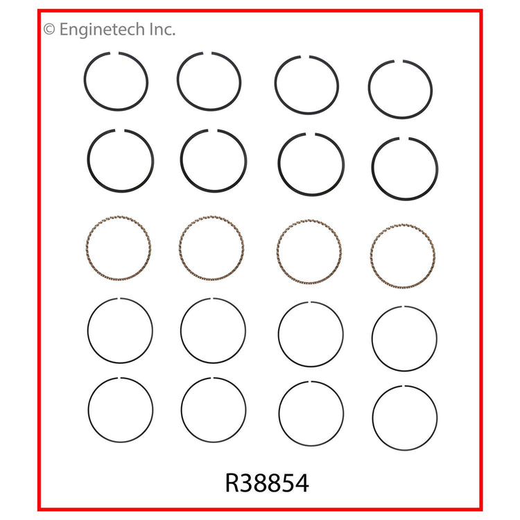 Enginetech R38854-040 Engine Cast Iron Piston Ring Complete Set for Chevy and GMC Models