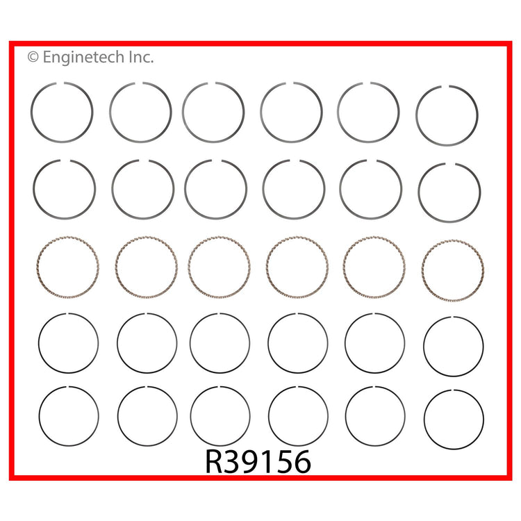 Enginetech R39156-STD Engine Cast Iron Piston Ring Complete Set for Dodge B150, B250, D100 (1988-1991)