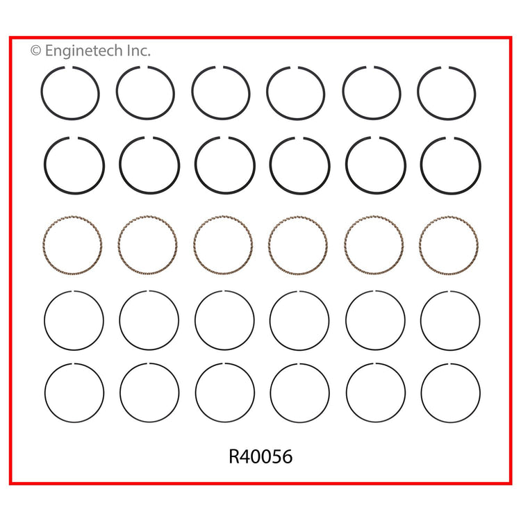 Enginetech R40056-020 Engine Cast Iron Piston Ring Complete Set for Domestic and Import Engines
