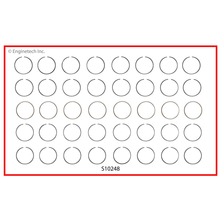 Enginetech S10248-040 Engine Premium Piston Ring Set for Chevrolet and GMC 2012 Models