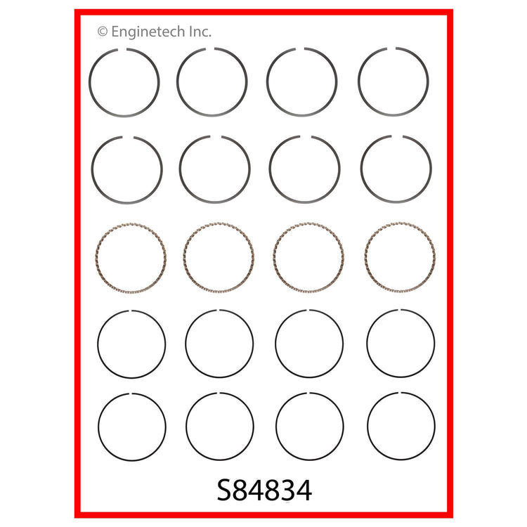 Enginetech S84834-STD Engine Premium Piston Ring Complete Set for Ford and Mazda Vehicles