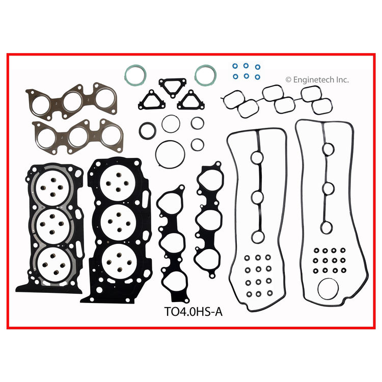 Enginetech Engine Cylinder Head Gasket Set for Toyota Tacoma, 4Runner, and Tundra with Head Bolts – Part Number TO4.0HS-AWB
