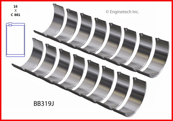 Enginetech BB319J.75 Engine Full Connecting Rod Bearing Set for 2012-2013 Ford Models