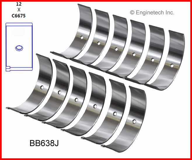 Enginetech BB638J020 Engine Full Connecting Rod Bearing Set for Chrysler Vehicles