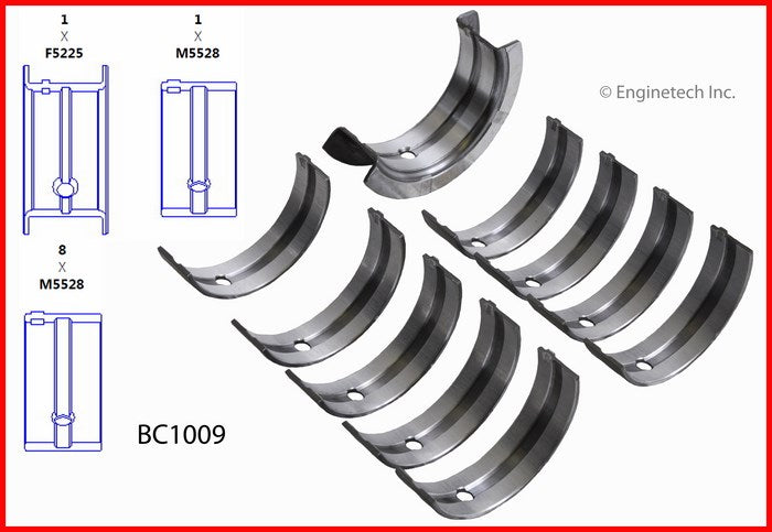 Enginetech BC1009STD Engine Full Crankshaft Main Bearing Set for Mazda 626 and B-Series Models