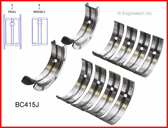 Enginetech BC415J.25 Engine Full Crankshaft Main Bearing Set for Select 1987-1997 GM and Isuzu Models